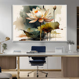 46359-MGV-CV-36X24-Lotus Blossom Wall Art Canvas Print, Framed Water Lily Art Picture Print, Zen Flower Perfect Zen Botanical Decor Artwork