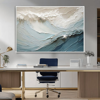 53646-MGV-CV-36X24-Ocean Wave Wall Art Canvas Print, Framed Textured Seascape Art Picture Print, Modern Ocean Perfect Minimal Coastal 2/2 Decor