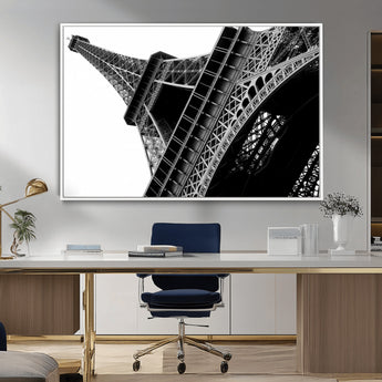 89033-MGV-CV-36X24-Eiffel Tower Wall Art – Dramatic Black and White Architectural Canvas Print, Modern Paris Decor for Office, Living Room or