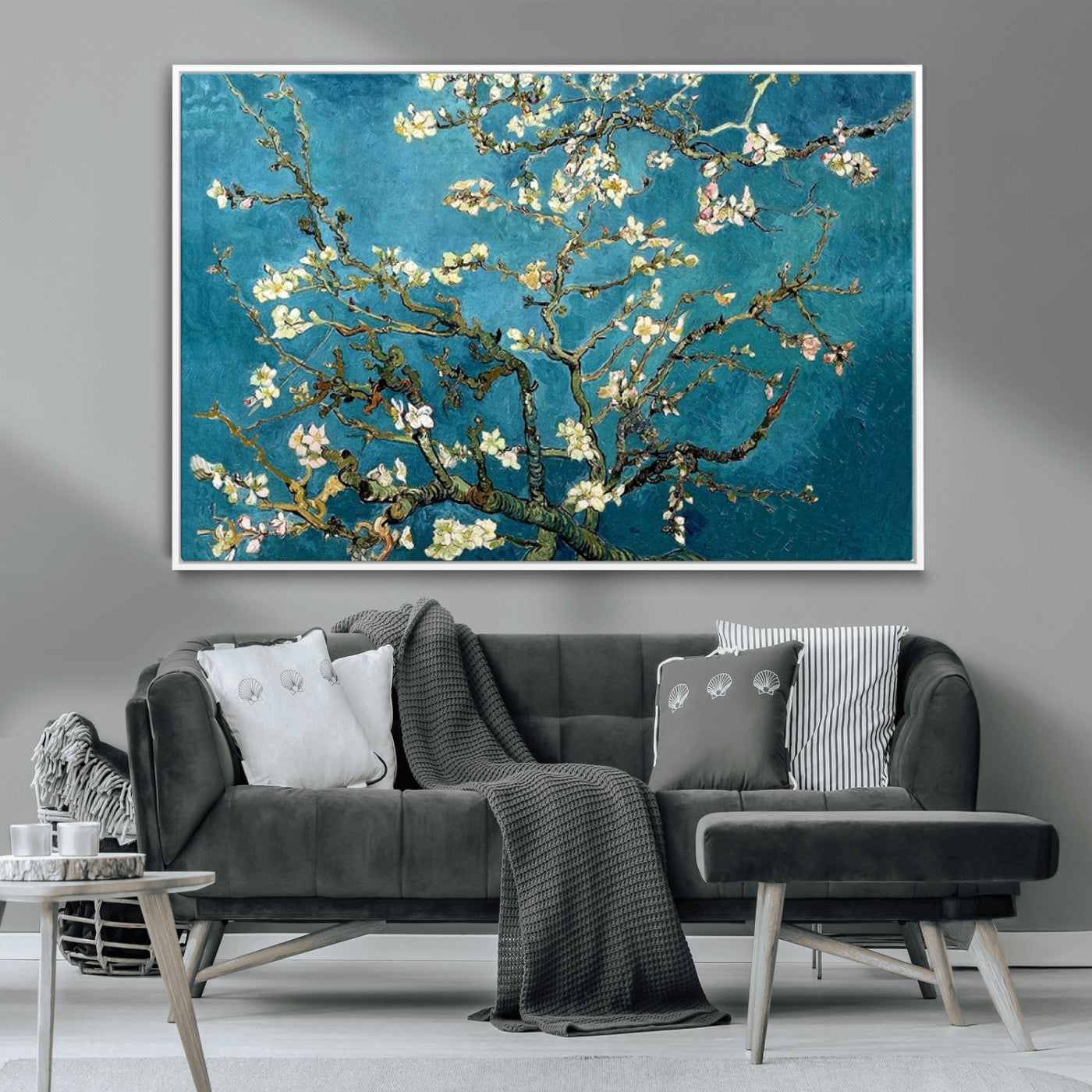 91714-MGV-CV-36X24-Almond Blossoms Wall Art – Handcrafted Van Gogh Inspired Floral Canvas Print, Beautiful Nature Decor for Living Room, Bedroom, or