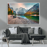 25982-MGV-CV-36X24-Autumn Mountain Lake Wall Art – Panoramic Fall Foliage and Snowy Peaks Canvas Print, Scenic Nature Decor for Living Room or Office