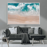 39236-MGV-CV-36X24-Ocean Beach Wall Art – Aerial View of Waves and Sand Canvas Print, Coastal Home Decor for Living Room, Bedroom, Office or Beach