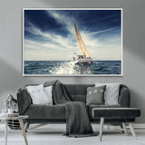 75430-MGV-CV-36X24-Sailing Boat Wall Art – Dynamic Ocean Yacht Canvas Print, Nautical Decor for Living Room, Office, Beach House or Cabin