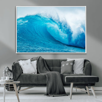 13117-MGV-CV-36X24-Ocean Wave Wall Art – Dynamic Blue Surf Canvas Print, Coastal Beach Decor for Living Room, Bathroom, Office, or Beach House