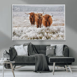 10396-MGV-CV-36X24-Highland Cattle Wall Art – Rustic Winter Landscape Canvas Print, Farmhouse Decor for Living Room, Office, Cabin or Country Home