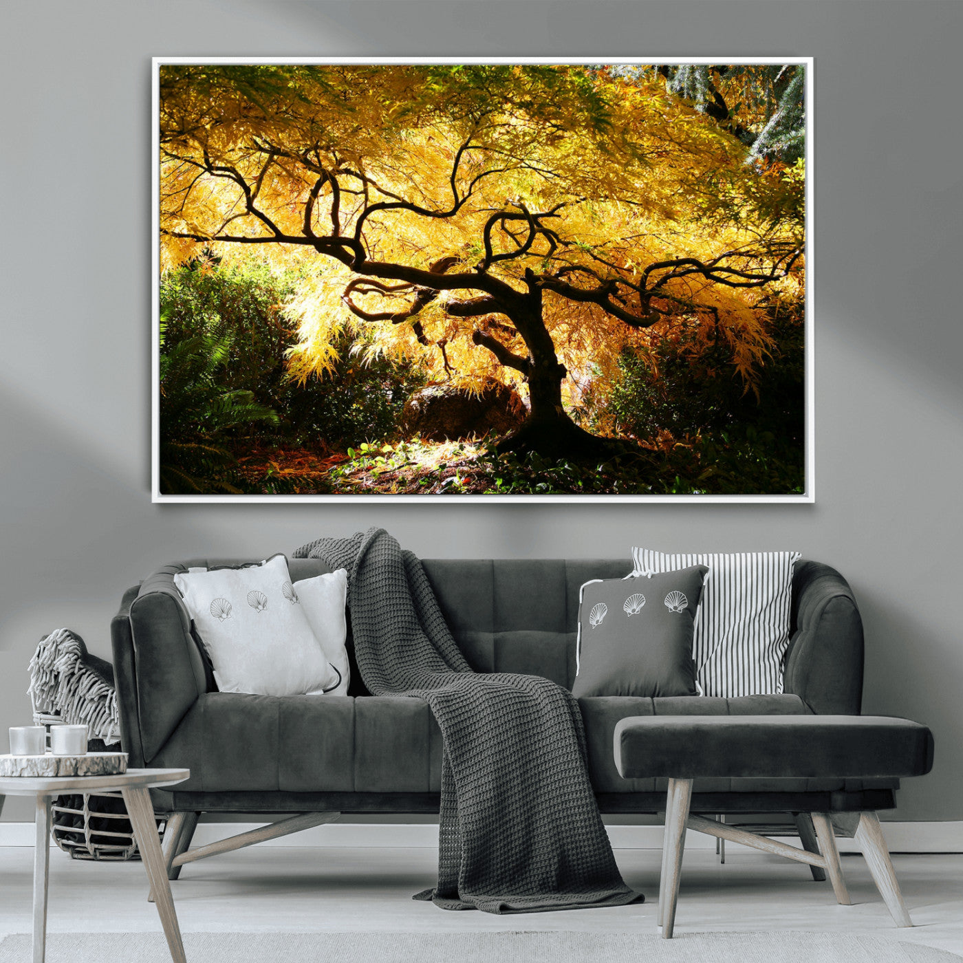 19067-MGV-CV-36X24-Golden Canopy Wall Art – Panoramic Autumn Tree Canvas Print, Warm Seasonal Decor for Living Room, Office or Garden Space
