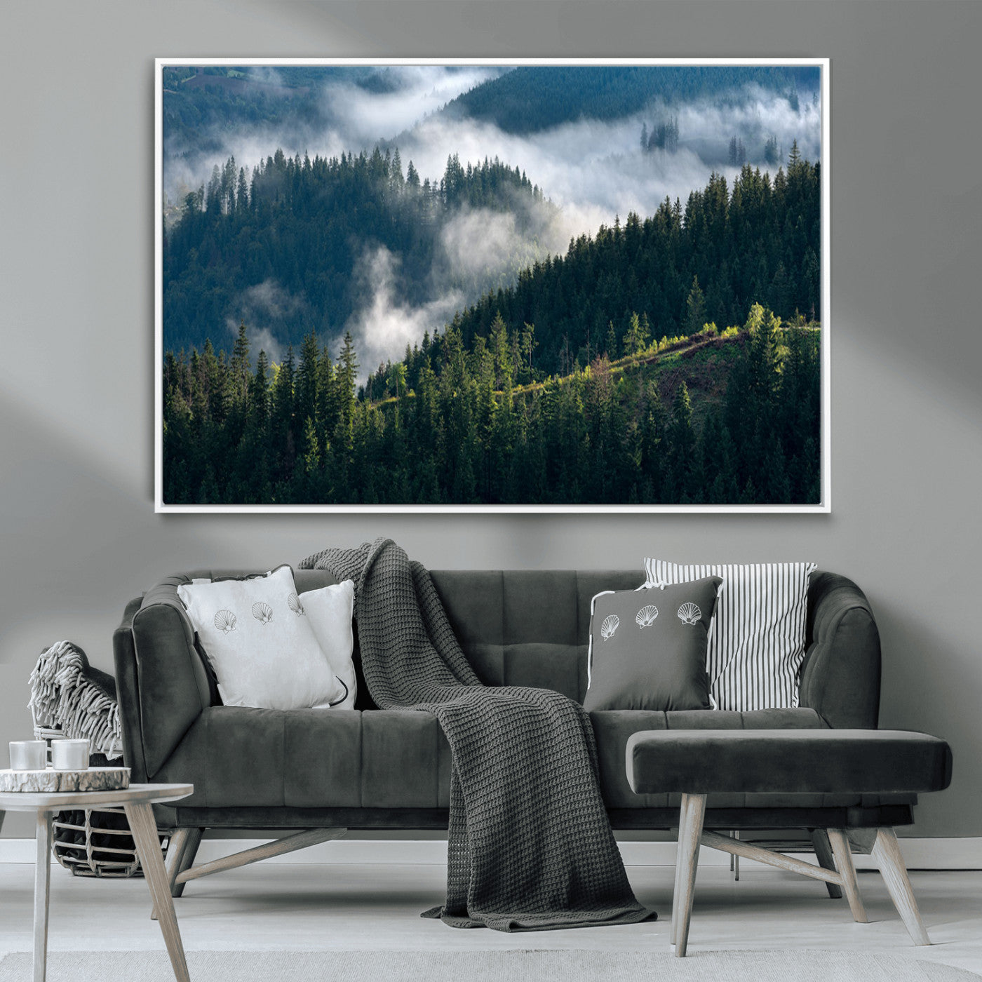 55972-MGV-CV-36X24-Whispering Pines Wall Art – Panoramic Misty Forest Canvas Print, Serene Nature Decor for Home, Office or Cabin Retreat