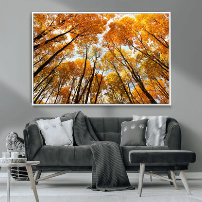 11823-MGV-CV-36X24-Golden Autumn Tree Canopy Wall Art – Stunning Fall Forest Leaves Print, Warm Seasonal Nature Decor for Home, Office or Cabin