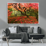 73343-MGV-CV-36X24-Autumn Maple Wall Art – Panoramic Vibrant Red Maple Tree Canvas Print, Seasonal Nature Decor for Office, Living Room or Garden