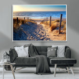 31889-MGV-CV-36X24-Sandy Beach Pathway Wall Art – Coastal Dune Fence and Ocean View Canvas Print, Relaxing Seaside Landscape Decor for Living Room or
