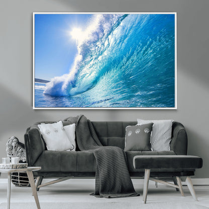 37494-MGV-CV-36X24-Ocean Wave Canvas Art – Stunning Blue Wave Photography, Coastal Wall Decor for Living Room, Bedroom or Office
