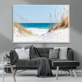 58498-MGV-CV-36X24-White Sandy Beach Wall Art – Panoramic Coastal Canvas Print, Ocean View Decor for Living Room, Bedroom, Office, Relaxing Seaside