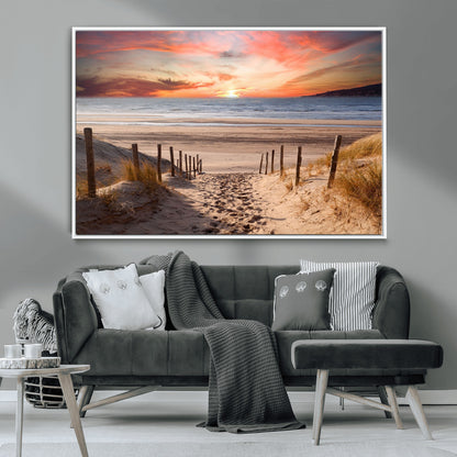 78111-MGV-CV-36X24-Sunset Pathway Wall Art – Panoramic Coastal Canvas Print, Tranquil Beach Decor for Living Room, Office or Bedroom