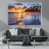 19917-MGV-CV-36X24-Tropical Sunset Beach Wall Art – Panoramic Palm Trees and Ocean Canvas Print, Vibrant Coastal Decor for Living Room, Office or Man