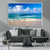 60364-MGV-CV-36X24-Tropical Ocean Wave Wall Art – Serene Blue Sea and White Sand Beach Canvas Print, Coastal Landscape Decor for Living Room, Bedroom