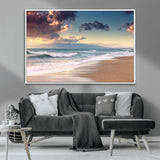 42253-MGV-CV-36X24-Serene Beach Waves Wall Art – Tranquil Ocean Horizon Canvas Print, Coastal Seascape Decor for Living Room or Office Wall
