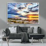 39645-MGV-CV-36X24-Golden Beach Sunset Wall Art – Serene Ocean Horizon Canvas Print, Coastal Nature Landscape Decor for Living Room, Bedroom or