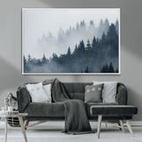 23671-MGV-CV-36X24-Misty Forest Wall Art – Serene Foggy Pine Trees Landscape Canvas Print, Tranquil Nature Decor for Living Room, Bedroom or Office