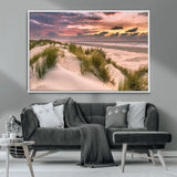 60570-MGV-CV-36X24-Beach Sunset Wall Art – Coastal Sand Dunes and Ocean Horizon Canvas Print, Tranquil Seascape Photography Decor for Living Room or
