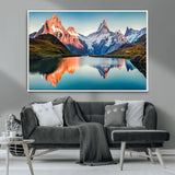 88453-MGV-CV-36X24-Mountain Lake Wall Art – Snow-Capped Peaks Reflected in Alpine Water Canvas Print, Nature Landscape Wall Decor for Living Room or