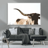35866-MGV-CV-36X24-Texas Longhorn Wall Art – Rustic Western Bull Canvas Print, Farmhouse Animal Photography Decor for Living Room, Office, or Ranch