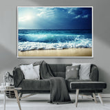 84116-MGV-CV-36X24-Ocean Wave Wall Art – Blue Sea and Beach Canvas Print, Coastal Seascape Photography Artwork for Living Room, Bedroom, or Office