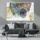 70653-MGV-FC-36X24_White-Abstract Tree Ring Wall Art – Modern Rustic Wood Slice Canvas Print with Gold Accents, Contemporary Nature Decor for Living Room,
