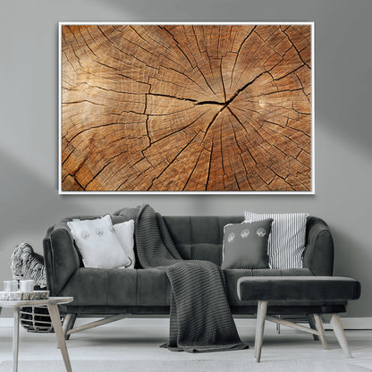 61710-MGV-CV-36X24-Tree Rings Wall Art – Rustic Wood Grain Canvas Print of Tree Trunk Cross Section, Nature Inspired Decor for Cabin, Office, Living