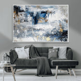 59716-MGV-CV-36X24-Abstract Blue and Gold Wall Art – Modern Textured Canvas Print, Contemporary Painting for Living Room, Bedroom, or Office Decor