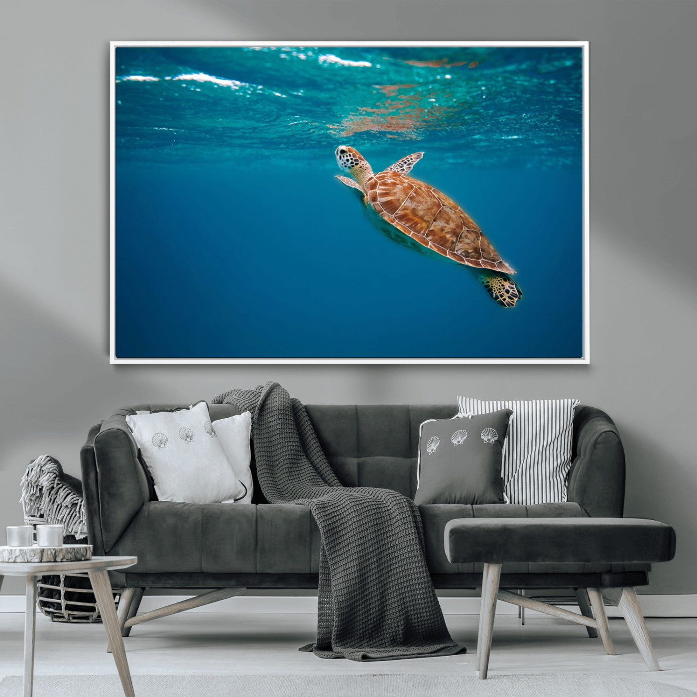 91440-MGV-CV-36X24-Sea Turtle Wall Art – Ocean Turtle Canvas Print, Underwater Marine Life Decor for Living Room, Office, Beach House or Bathroom