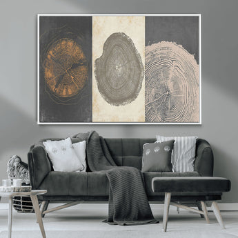 80725-MGV-CV-36X24-Wood Tree Rings Wall Art Canvas Print, Framed Tree Rings Art Picture Print, Abstract Tree Rings Perfect Modern Boho Decor Artwork