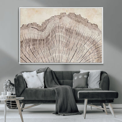 67528-MGV-CV-36X24-Wood Ring Wall Art Canvas Print, Framed Tree Ring Art Picture Print, Rustic Tree Ring Perfect Neutral Boho Decor Artwork