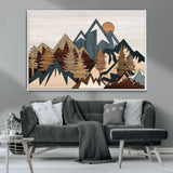 67950-MGV-CV-36X24-Modern Wood Wall Art Canvas Print, Framed Mountain Range Art Picture Print, Wood Mountain Range Perfect Rustic Decor Artwork