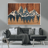 41330-MGV-CV-36X24-Rustic Mountain Wall Art – Wooden Nature Scene with Trees and Peaks, Handmade 3D Layered Decor for Living Room, Cabin or Office