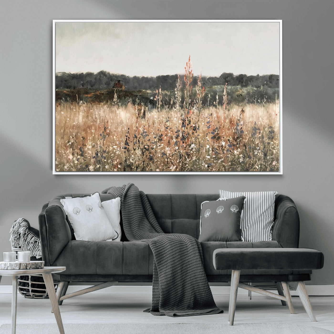 46308-MGV-CV-36X24-Wildflower Field Wall Art – Rustic Meadow Landscape Canvas Print, Country Nature Decor for Living Room, Bedroom or Farmhouse