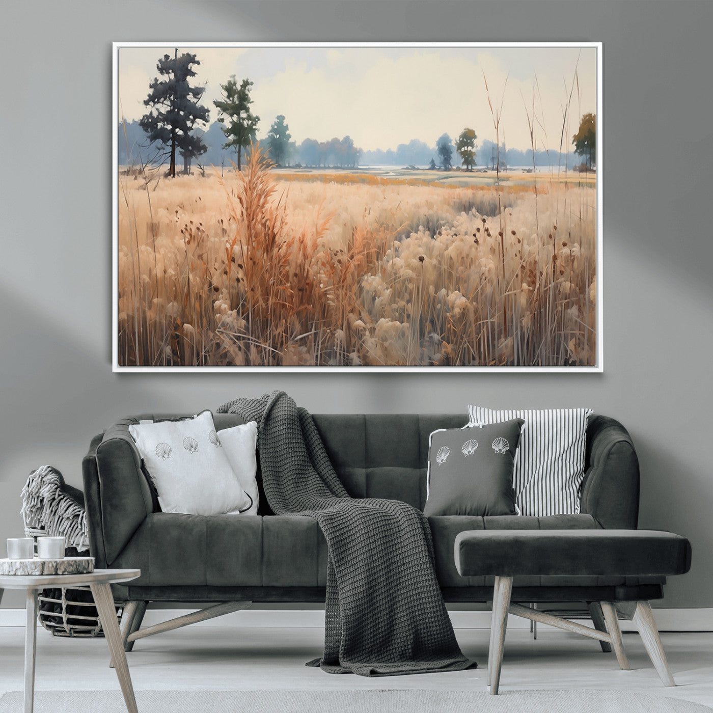 98822-MGV-CV-36X24-Autumn Meadow Wall Art – Tranquil Grassland Landscape Canvas Print, Rustic Country Decor for Living Room, Bedroom or Farmhouse