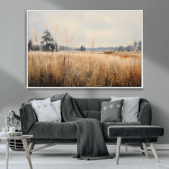 38193-MGV-CV-36X24-Golden Meadow Wall Art – Serene Grassland Landscape Canvas Print, Rustic Nature Decor for Bedroom, Living Room or Farmhouse