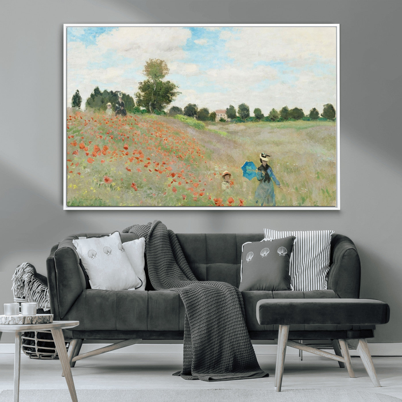 74890-MGV-CV-36X24-Monet Poppy Field Wall Art – Impressionist Landscape Canvas Print, Classic French Artwork for Living Room, Bedroom or Office Decor