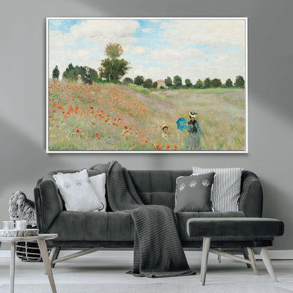 74890-MGV-CV-36X24-Monet Poppy Field Wall Art – Impressionist Landscape Canvas Print, Classic French Artwork for Living Room, Bedroom or Office Decor