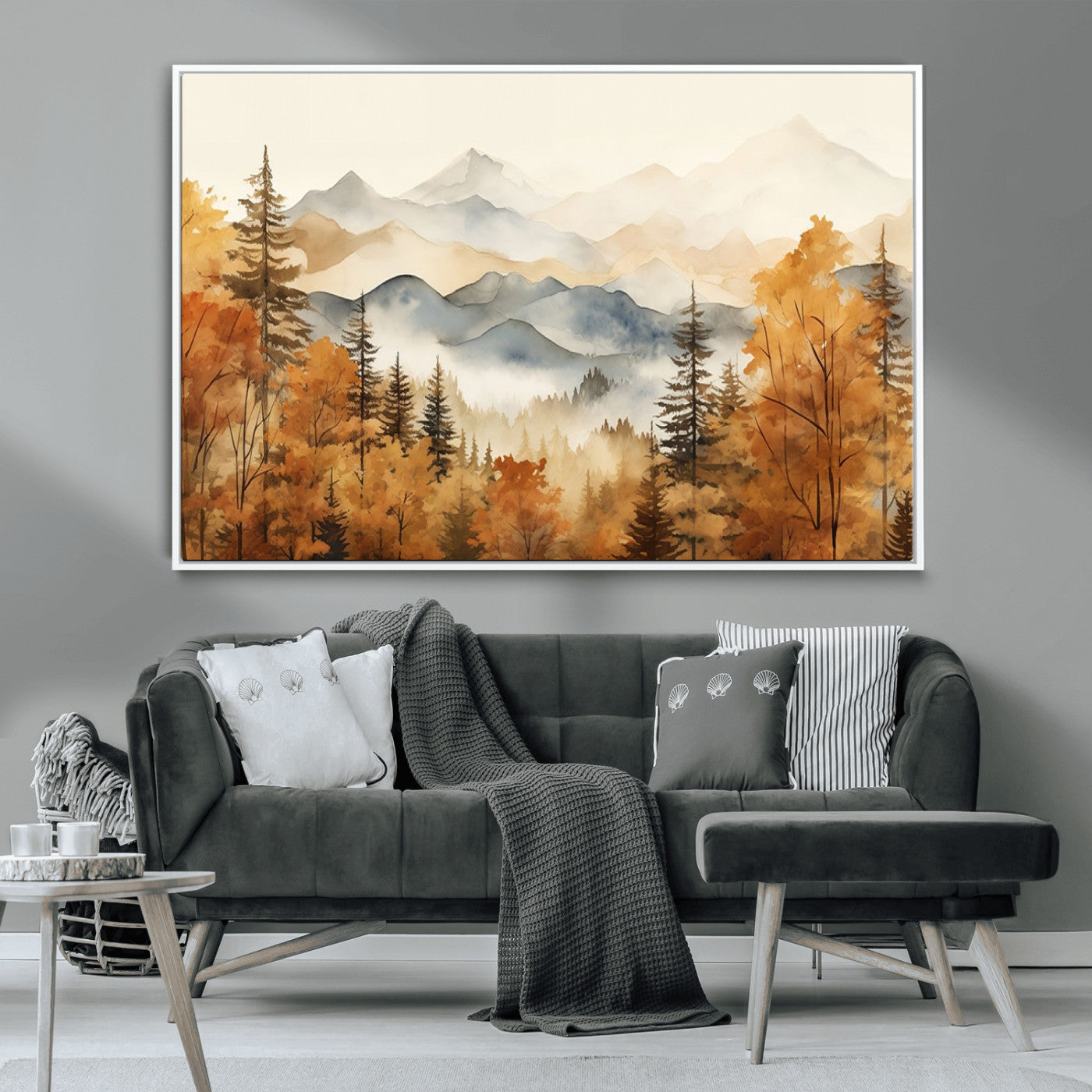 72950-MGV-CV-36X24-Autumn Mountain Forest Wall Art – Golden Fall Landscape Canvas Print, Nature-Inspired Home Decor for Living Room, Bedroom or