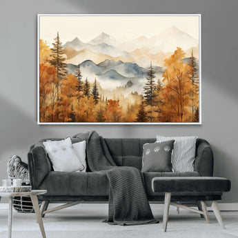 72950-MGV-CV-36X24-Autumn Mountain Forest Wall Art – Golden Fall Landscape Canvas Print, Nature-Inspired Home Decor for Living Room, Bedroom or