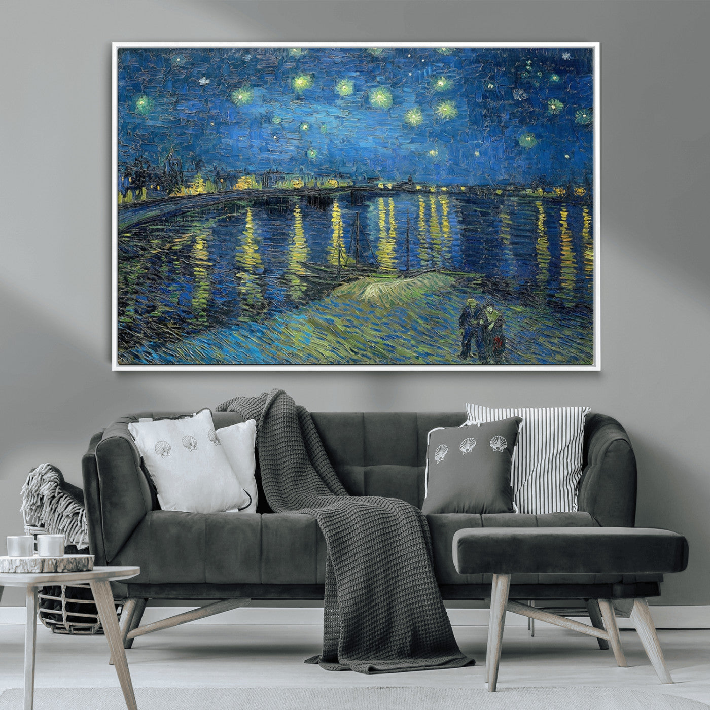 94605-MGV-CV-36X24-Starry Night Over the Rhone Wall Art – Vincent van Gogh Canvas Print, Famous Impressionist Painting for Living Room, Office