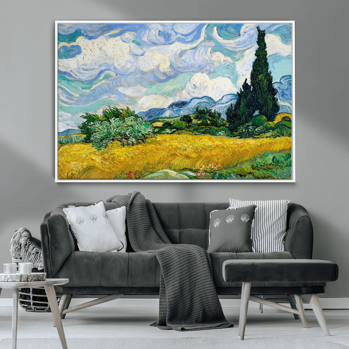 97252-MGV-CV-36X24-Wheat Field with Cypress – Van Gogh Wall Art, Impressionist Landscape Canvas Print, Rustic Home Decor for Living Room or Office