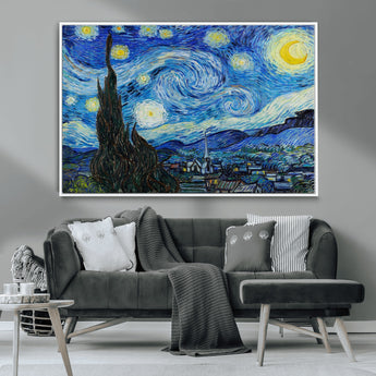 39177-MGV-CV-36X24-Starry Night Wall Art – Vincent van Gogh Famous Painting Canvas Print, Timeless Starry Sky Decor for Living Room, Bedroom or