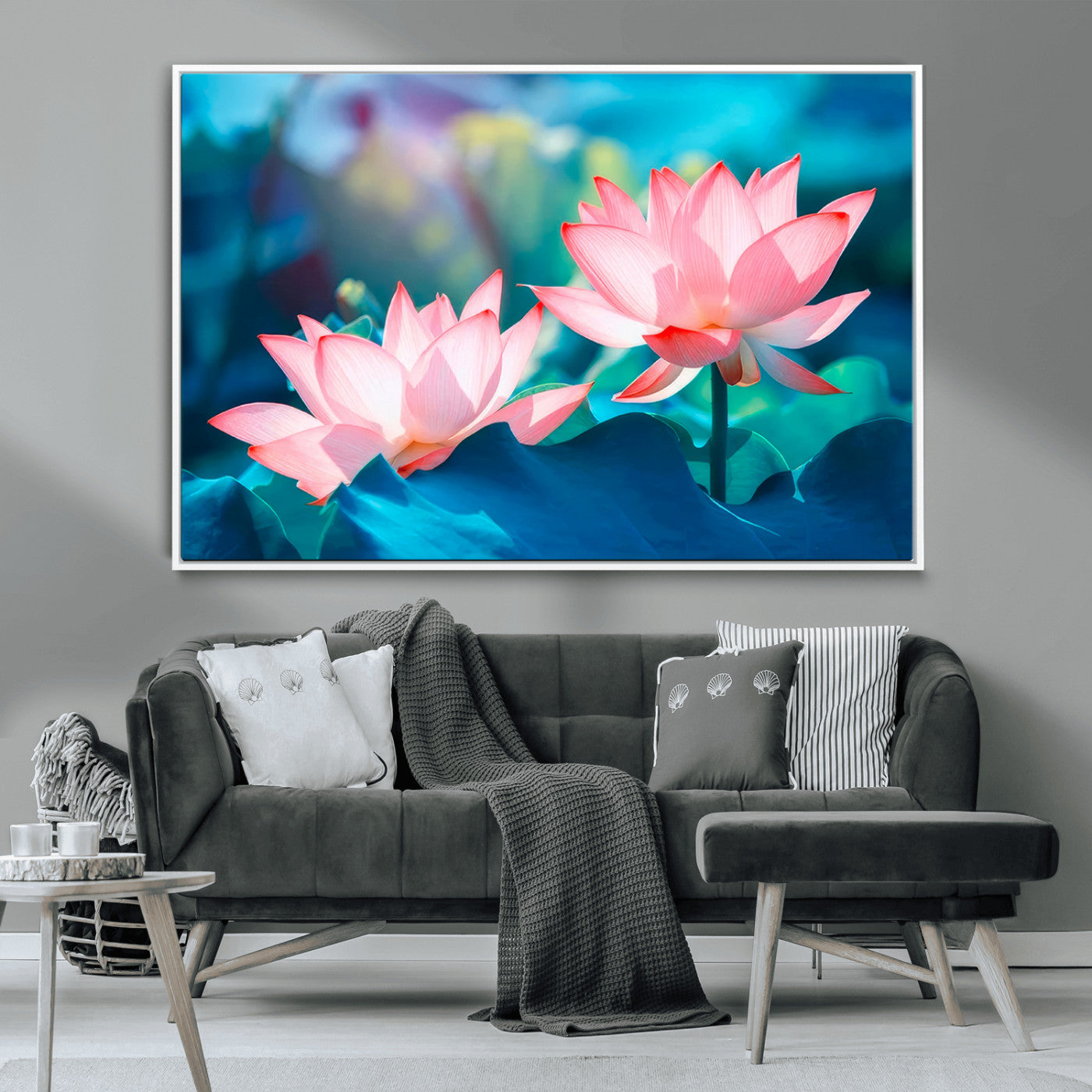 32559-MGV-CV-36X24-Lotus Flower Wall Art – Pink Water Lily Canvas Print, Tranquil Nature Decor for Living Room, Bedroom or Meditation Space