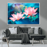 32559-MGV-CV-36X24-Lotus Flower Wall Art – Pink Water Lily Canvas Print, Tranquil Nature Decor for Living Room, Bedroom or Meditation Space