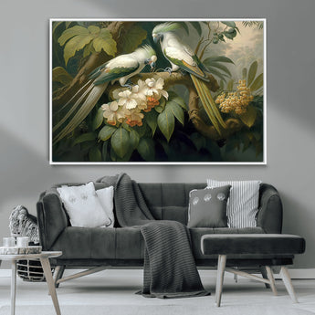 84047-MGV-CV-36X24-Tropical Birds Wall Art – Elegant Botanical Canvas Print, Exotic Nature Decor for Living Room, Bedroom or Office
