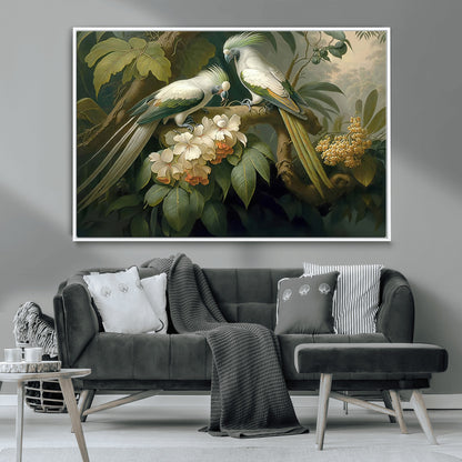 84047-MGV-CV-36X24-Tropical Birds Wall Art – Elegant Botanical Canvas Print, Exotic Nature Decor for Living Room, Bedroom or Office