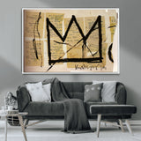 37215-MGV-CV-36X24-Abstract Crown Wall Art – Urban Graffiti Style Canvas Print Modern Street Art Design, Bold Contemporary Decor for Living Room,
