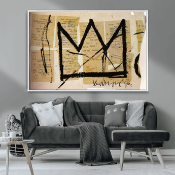 37215-MGV-CV-36X24-Abstract Crown Wall Art – Urban Graffiti Style Canvas Print Modern Street Art Design, Bold Contemporary Decor for Living Room,